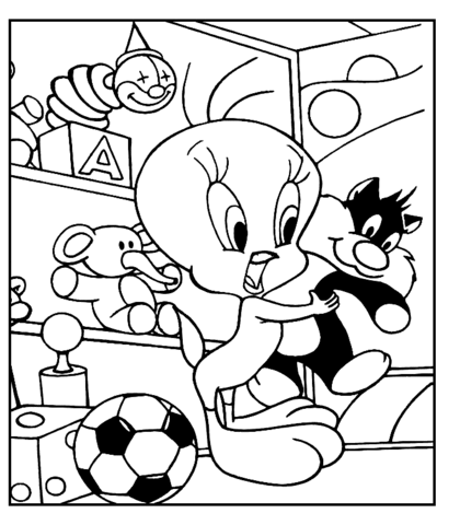 Tweety And His Toys Coloring Page